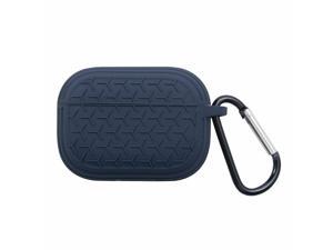Honeycomb Textured Silicone Skin Case Cover w/ Keychain For AirPods Pro, Blue