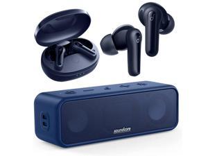 3 Bluetooth Speaker Stereo w/ Life P2 Mini True Wireless Earbuds-Blue