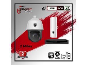 Knight Vision // PTZ Surveillance Cameras with FREE mobile monitoring / HIGH RESOLUTION / Package 015-5MP / 1–4CH NVR / H.265 decoding / Security Cameras System / Indoor-Outdoor / White.