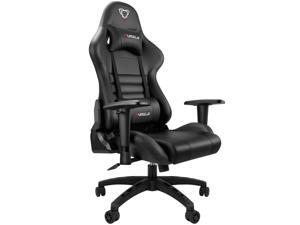 Furgle Racing Gaming Chair Ergonomic PU Leather Swivel Office Computer Chairs Desk Seat Ergonomic Backrest 360°Swivel Adjustable Height All Black