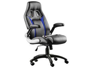 Furgle PU Leather High Back Office Chair Executive Task Ergonomic Computer Desk Black Blue Furgle PU Leather High Back Office Chair Executive Task Ergonomic Computer Desk Black Blue
