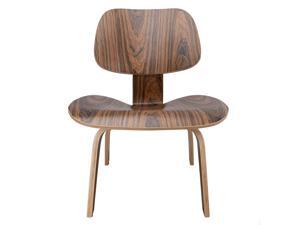 Furgle Classic Mid-Century Modern Molded Bent Plywood Lounge Chair with Wood Base Seat and Back Dining Puppy Chair Without Armrest Wooden Frame Chair with Walnut Veneer