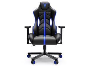 Big and Tall Gaming Chair - Furgle Black Blue Gaming Chair with Premium Breathable PU Leather, High Back Computer Chair Heavy Duty Design Load 400LBS Ergonomic Racing Executive Adjust Swivel Chair