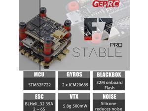 Geprc Stable Pro F7 Stack Dual Gyro F7 Flight Controller with 35A BLheli_32 4in1 ESC and 5.8G 500mW VTX for RC Geprc Stable Pro F7 Stack Dual Gyro F7 Flight Controller with 35A BLheli_32 4in1 ESC and 5.8G 500mW VTX for RC