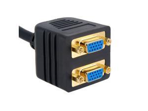 CY RGB VGA SVGA Male to Dual VGA HD 15 Female Splitter Adapter extension Cable Black DB-012 CY RGB VGA SVGA Male to Dual VGA HD 15 Female Splitter Adapter extension Cable Black DB-012