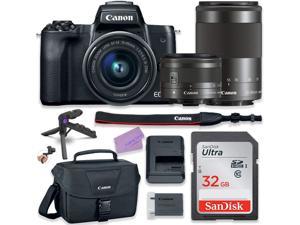 Canon Eos M50 Mirrorless Digital Camera (Black) Bundle With Canon Ef-M 15-45Mm Is Stm & Canon Ef-M 55-200Mm F/4.5-6.3 Is Stm Lens + Basic Camera Kit