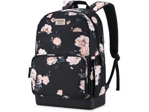 15.6-16 Inch Laptop Backpack, Water Repellent Anti-Theft Stylish Casual Daypack Bag With Luggage Strap & Usb Charging Port, Camellia Travel Business College School Bookbag For Women Girls,