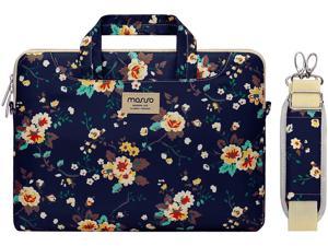 Laptop Shoulder Bag Compatible With Macbook Pro/Air 13 Inch, 13-13.3 Inch Notebook Computer, Polyester Coreopsis Carrying Briefcase Sleeve With Trolley Belt