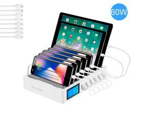Charging Station for Multiple Devices, 7-Port Charging Dock with Multiple USB Ports Compatible with iPhone iPad Mobile Phones Tablets (7 Short Charging Cables) i13