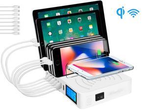 Charging Station for Multiple Devices, 8-Port 1 Wireless Charging Board,Charging Dock, USB Charging Station Compatible with iPhone iPad Mobile Phones Tablets (8 Short Charging Cables) i9 White Black Charging Station for Multiple Devices, 8-Port 1 Wireless Charging Board,Charging Dock, USB Charging Station Compatible with iPhone iPad Mobile Phones Tablets (8 Short Charging Cables) i9 White Black