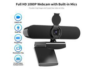 Full HD 1080P Webcam with Built-in Mic, 1920*1080/30FPS high resolution, Private protective shell, 78.7-inch USB cable