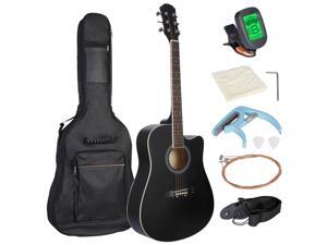 Zeny Black 41" Full Size Beginner Acoustic Guitar with Case Strap Capo Strings Tuner Zeny Black 41" Full Size Beginner Acoustic Guitar with Case Strap Capo Strings Tuner