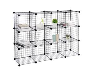 Zeny Wire Cube Storage Organizer 12-Cube Storage Shelf Storage Bins Modular Bookshelf