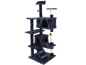 ZENY 53" Cat Tree Scratching Condo Kitten Activity Tower Playhouse W/ Cave & Ladders Max Load 55 LBs ZENY 53" Cat Tree Scratching Condo Kitten Activity Tower Playhouse W/ Cave & Ladders Max Load 55 LBs