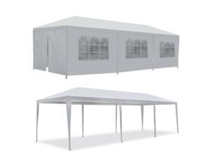 10×30 FT Outdoor White Canopy Tent Party Wedding Tent with 8 Removable Side Walls