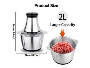 ZENY Meat Grinder 2L Stainless Steel Food Processor for Meat Vegetables Fruits 350W, Silver ZENY Meat Grinder 2L Stainless Steel Food Processor for Meat Vegetables Fruits 350W, Silver