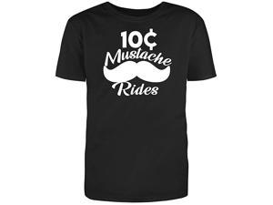RedBarn Men's Black Half Sleeves Cotton "Mustache 10 Cent Rides" Graphic Novelty Adult Humor Sarcastic Funny T-Shirt