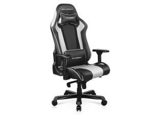 DXRacer Big and Tall Gaming Chair with Extra Wide Seat and Large Backrest, Premium Leather Ergonomic Office Computer Seat Recliner with Ergonomic Headrest and Lumbar Support- White&Black