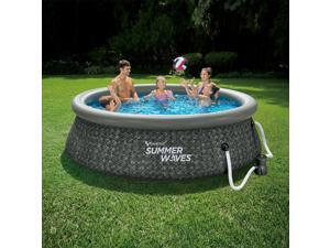 Summer Waves 10ft x 2.5ft Above Ground Inflatable Swimming Pool with Pump Summer Waves 10ft x 2.5ft Above Ground Inflatable Swimming Pool with Pump