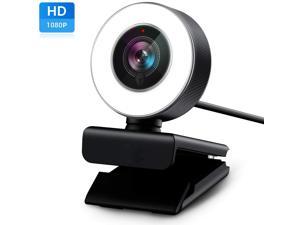 RAITVER PC Webcam for Streaming HD 1080P, Light Correction & Autofocus USB Computer Web Camera Video Cam for Mac Windows Laptop Conferencing Gaming with Microphone & Ring Light