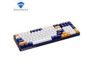 MACHENIKE K600 Gaming Keyboard,Tri-mode Hot Swappable Wireless Keyboard,PBT-FSA Cap, RGB Music Rhythm, 4000mah Battery,Prussian Blue 100 Keys LCET Switch RGB Light - Red switch