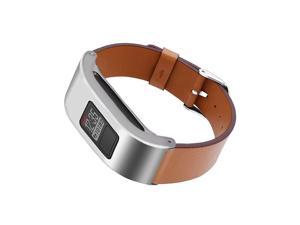 Leather Strap Compatible for Garmin Vivofit 3 Jr Replacement Band with Stainless Steel Protector Case SMampML Brown