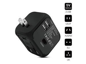International Universal Power Adapter Converter with 2 USB Charging Ports All in One Travel Worldwide Plug Builtin Spare Fuse AC Socket Wall Outlet for US EU UK AU CN 150 Countries Black International Universal Power Adapter Converter with 2 USB Charging Ports All in One Travel Worldwide Plug Builtin Spare Fuse AC Socket Wall Outlet for US EU UK AU CN 150 Countries Black