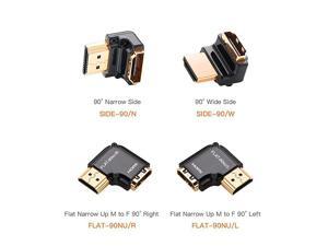 Zinc Alloy Full Shielding HDMI Right Angle Adapter 24K Gold Plated Connectors Side90W