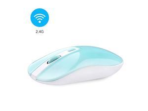 Wireless Computer Mouse  24G Slim Cordless Mouse Less Noise for Laptop Ergonomic Optical with Nano Receiver USB Mouse for Laptop Deskbtop MacBook BAT Turqouise