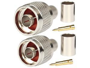 Connectors Male Crimp Rf Coaxial Connector 50 ohm for LMR400 Belde9913 RG8 Pack of 2 Piece