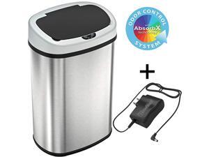 13 Gallon BatteryFREE Automatic Sensor Kitchen Trash Can with Power Adapter Oval Shape Stainless Steel Garbage Bin with AC Plug 13 Gallon BatteryFREE Automatic Sensor Kitchen Trash Can with Power Adapter Oval Shape Stainless Steel Garbage Bin with AC Plug