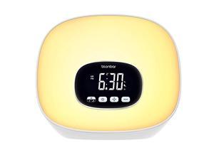 WakeUp Light Alarm Clock  Sunrise Alarm Clock with Radio for Bedrooms 7 Colored Night Light Snooze Adjustable Brightness and Touch Control for Kids