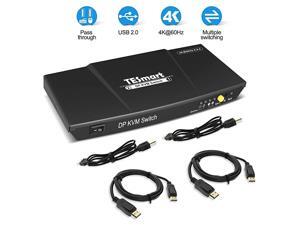 2 Port DisplayPort 4K60Hz Ultra HD 2x1 DP KVM Switcher with 2 Pcs 5ft KVM Cables and DP Cables Supports USB 20 Devices Control up to 2 DP Port Devices Black 2 Port DisplayPort 4K60Hz Ultra HD 2x1 DP KVM Switcher with 2 Pcs 5ft KVM Cables and DP Cables Supports USB 20 Devices Control up to 2 DP Port Devices Black