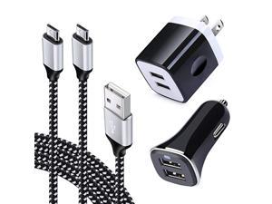 USB Fast Car Phone Charger Adapter Plug Android Home USB Wall Charger Port 6FT Micro USB Cord Cable for Samsung Galaxy S7 S6 S4 Edge A10s A10 J3 J7 Crown J7 Sky J7 Star Prime LG K50 K40 V10 K10