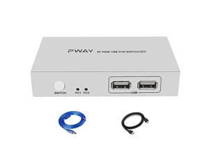KVM Switch HDMI 2 Port UHD 4K30Hz No Powered Requir Support Hotkey Switch Normal Wireless Keyboard and Mouse Sliver KVM Switch HDMI 2 Port UHD 4K30Hz No Powered Requir Support Hotkey Switch Normal Wireless Keyboard and Mouse Sliver