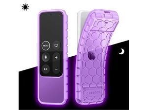 Protective Case for Apple TV 4K 5th 4th Gen Remote CaseBot Honey Comb Series Lightweight Anti Slip Shock Proof Silicone Cover for Apple TV Siri Remote Controller PurpleGlow in the Dark