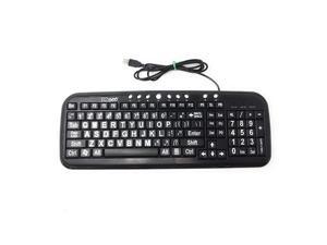 EZsee by  Large Print English USB Wired Computer Keyboard with White Jumbo Oversized Letters on Black Keys