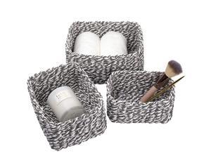 JOLIE MUSE Woven Storage Baskets Recycled Paper Rope Bin Organizer Divider for Cupboards Drawer Closet Shelf Dresser Set of 3 Gray White JOLIE MUSE Woven Storage Baskets Recycled Paper Rope Bin Organizer Divider for Cupboards Drawer Closet Shelf Dresser Set of 3 Gray White