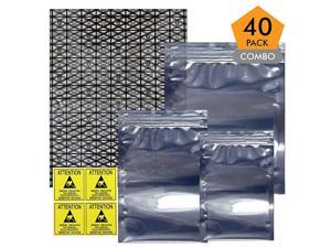 daarcin 40pcs 4 Sizes Anti Static Resealable Bags 8.26x9.45 21x24cm with Labels for Hard Drive HDD and Electronic Device 