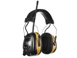 Digital AM FM Radio Headphones, 25dB NRR Ear Protection Safety Ear Muffs, Noise Reduction Hearing Protector for Lawn Mowing and Landscaping(Yellow)