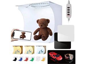 Portable LED Light Box Photo Tent with Ring Light Kit with Black and White Reflection Board