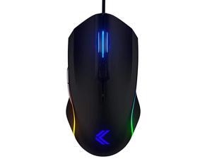Gaming Vektor RGB Mouse Wired Adjustable to 5000 DPI 6 Programmable Buttons DualZone RGB Lighting Contoured Shape and Rubber Side Grips