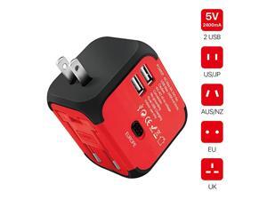 International Universal Power Adapter Converter with 2 USB Charging Ports All in One Travel Worldwide Plug Builtin Spare Fuse AC Socket Wall Outlet for US EU UK AU CN 150 Countries Red International Universal Power Adapter Converter with 2 USB Charging Ports All in One Travel Worldwide Plug Builtin Spare Fuse AC Socket Wall Outlet for US EU UK AU CN 150 Countries Red