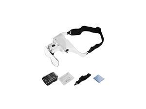 Magnifier with LED Light Head Mount Magnifier Glasses Light Bracket for Handsfree Reading Jewelry Loupe Watch Repair Sewing Lash Extension Dentist Tailor Needle Work5 Replaceable Lenses