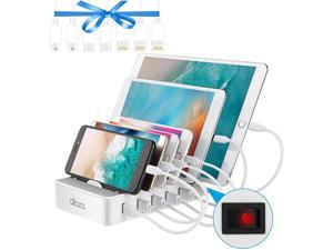 Fast Charging Station for Multiple DevicesCharging Station Family Charge Docking Station Organizer with 6 USB Ports Mixed CablesCompatible with iPhone iPad and Android Phone and Tablet Fast Charging Station for Multiple DevicesCharging Station Family Charge Docking Station Organizer with 6 USB Ports Mixed CablesCompatible with iPhone iPad and Android Phone and Tablet