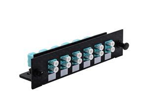 Fiber Adapter Enclosure for Fiber Patch Panel Loaded w6 UPC Duplex OM3OM4 Multimode Aqua LGX Footprint Fiber Adapter Enclosure for Fiber Patch Panel Loaded w6 UPC Duplex OM3OM4 Multimode Aqua LGX Footprint