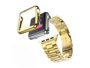 Compatible with Apple Watch Band Solid Stainless Steel Metal Strap Band wAdapter+Case Cover for Apple Watch iWatch 38mm H Gold 38mm Compatible with Apple Watch Band Solid Stainless Steel Metal Strap Band wAdapter+Case Cover for Apple Watch iWatch 38mm H Gold 38mm