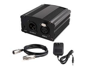 48V Phantom Power Supply with Adapter XLR 3 Pin Microphone Cable 48V Phantom Power Supply with Adapter XLR 3 Pin Microphone Cable
