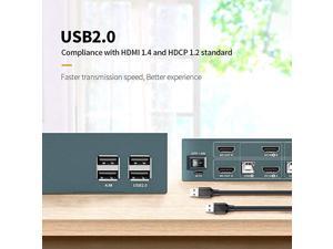 Dual Monitor HDMI KVM Switch 4 Port 2 USB 20 Hub UHD 4K30Hz YUV444 Downward Compatible USB Powered Hotkey Switch with Cables Dual Monitor HDMI KVM Switch 4 Port 2 USB 20 Hub UHD 4K30Hz YUV444 Downward Compatible USB Powered Hotkey Switch with Cables