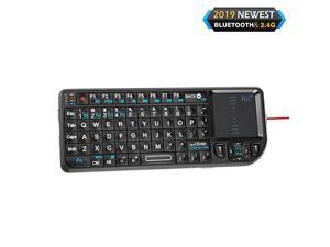 Mini Wireless Keyboard with Touchpad&QWERTY Keyboard,Support Bluetooth &2.4G Connection,Built-in Laser Pointer, Backlit Portable Keyboard Wireless with Remote Control, X1-BT Black.